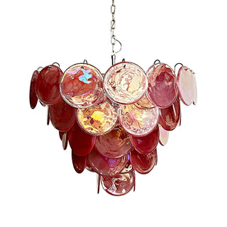 Elegant Pink Murano Iridescent Disc Chandelier