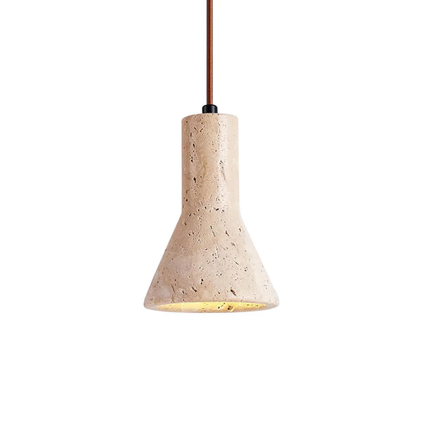 Industrial Conical Travertine Pendant Light