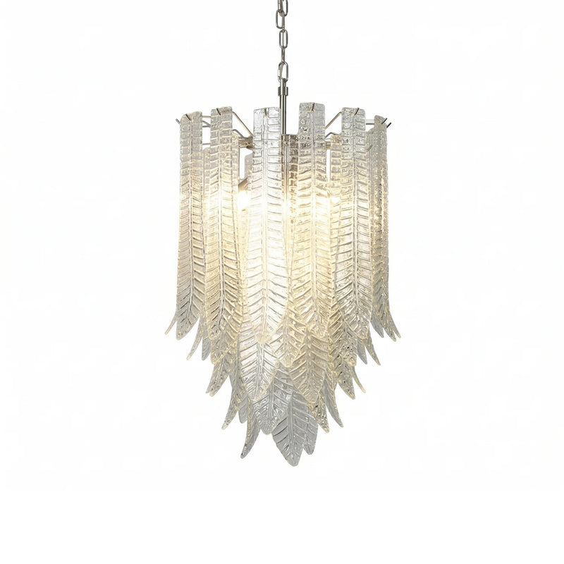 Leaf-Textured Layered Glass Chandelier | Korewolamp