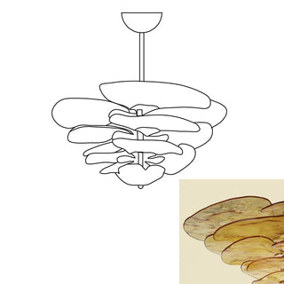 Textured Glass Leaf Amber Chandelier