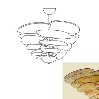 Textured Glass Leaf Amber Chandelier