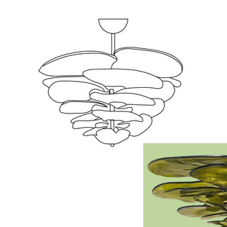 Textured Glass Leaf Green Chandelier