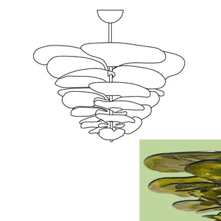 Textured Glass Leaf Green Chandelier