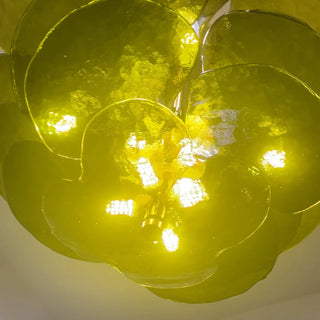 Textured Glass Leaf Green Chandelier