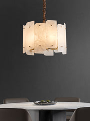 Alabaster Lorry Round Copper Chandelier