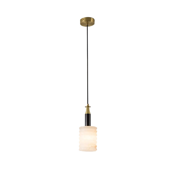 Modern Cylindrical Alabaster Pendant Lamp