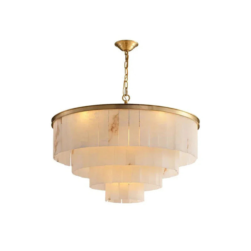 Rectangular Alabaster Tiered Round Chandelier | Korewolamp