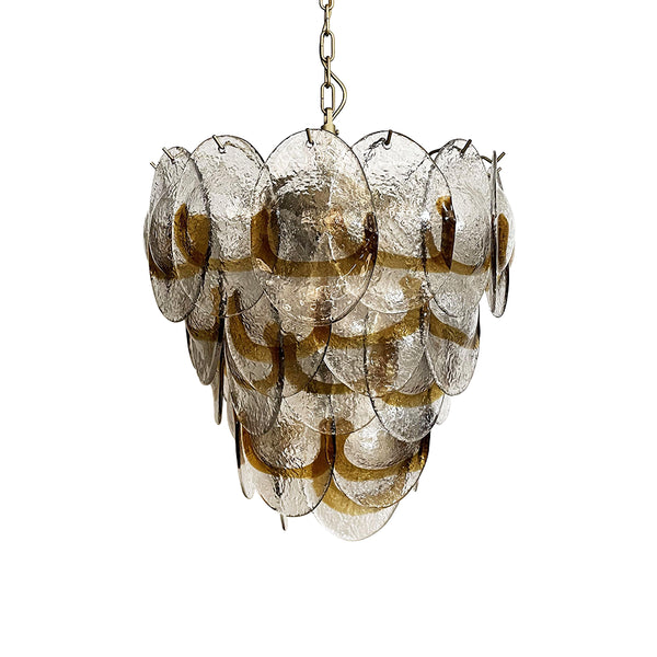 Mazzega Murano Transparent Amber Glasses Chandelier