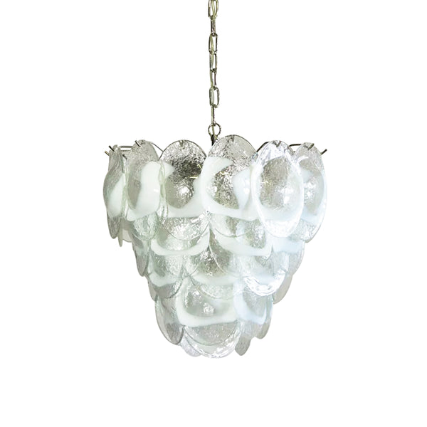 Mazzega Murano Transparent White Glasses Chandelier