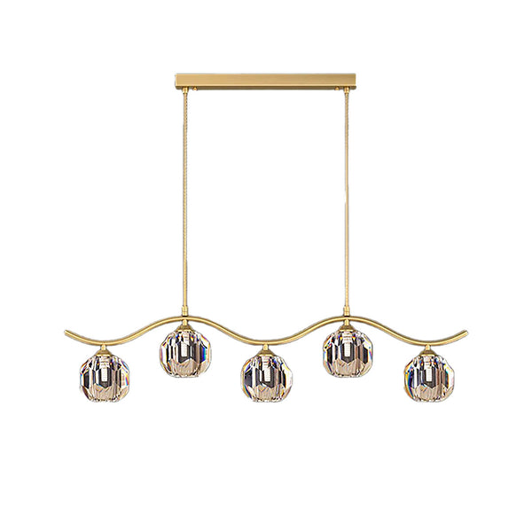 Minimalist Wave Glass Orb Chandelier