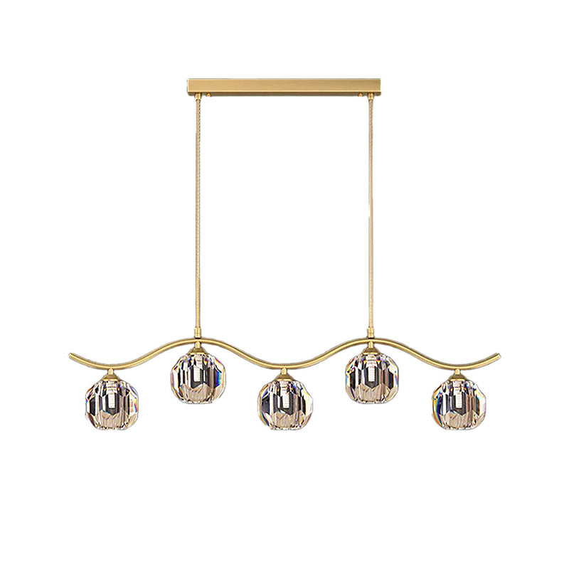 Minimalist Wave Glass Orb Chandelier | Korewolamp