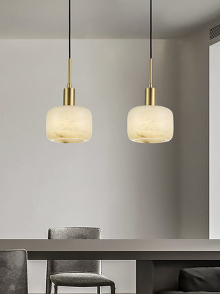 Modern Cylinder Copper Marble Pendant Light