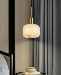 Modern Cylinder Copper Marble Pendant Light