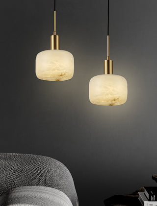 Modern Cylinder Copper Marble Pendant Light