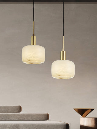 Modern Cylinder Copper Marble Pendant Light