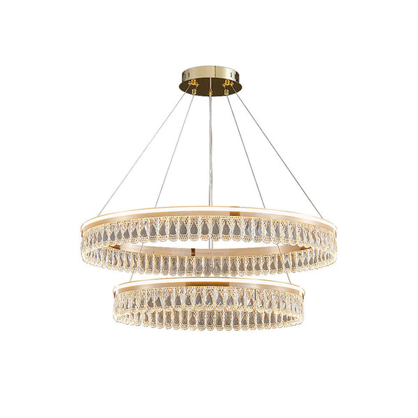 Modern Large Crystal Ring Chandelier