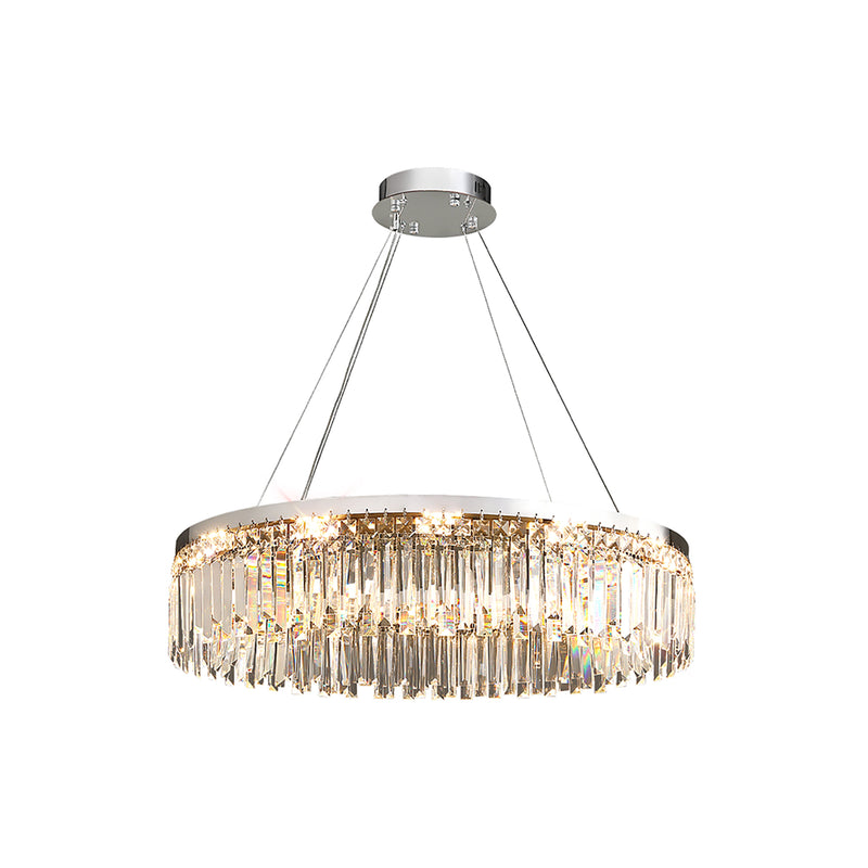 Silver Round Rectangle Crystal Chandelier | Korewolamp