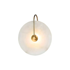 Modern Round White Alabaster Wall Sconce