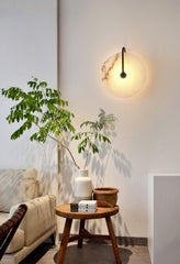 Modern Round White Alabaster Wall Sconce