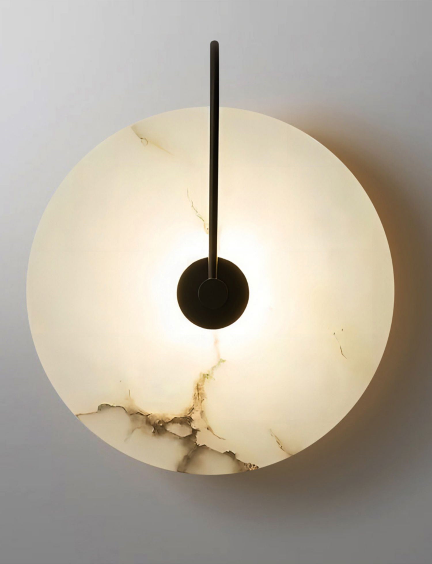 Modern Round White Alabaster Wall Sconce