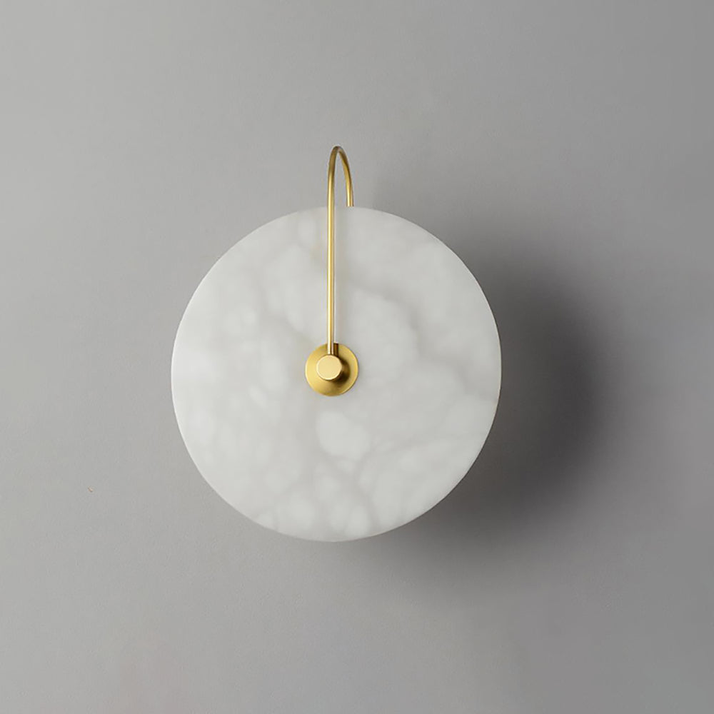 Modern Round White Alabaster Wall Sconce