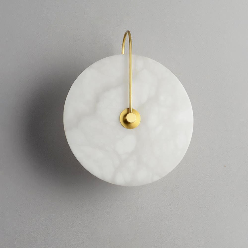 Modern Round White Alabaster Wall Sconce