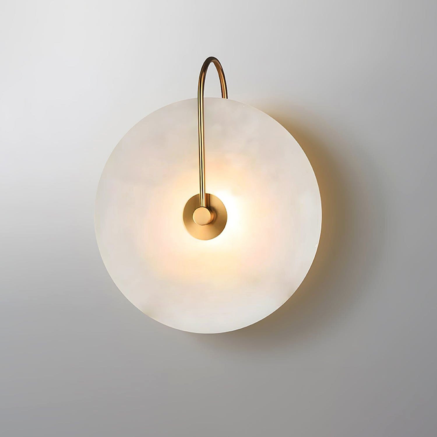 Modern Round White Alabaster Wall Sconce