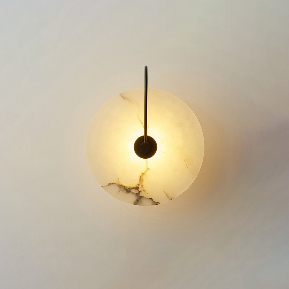 Modern Round White Alabaster Wall Sconce