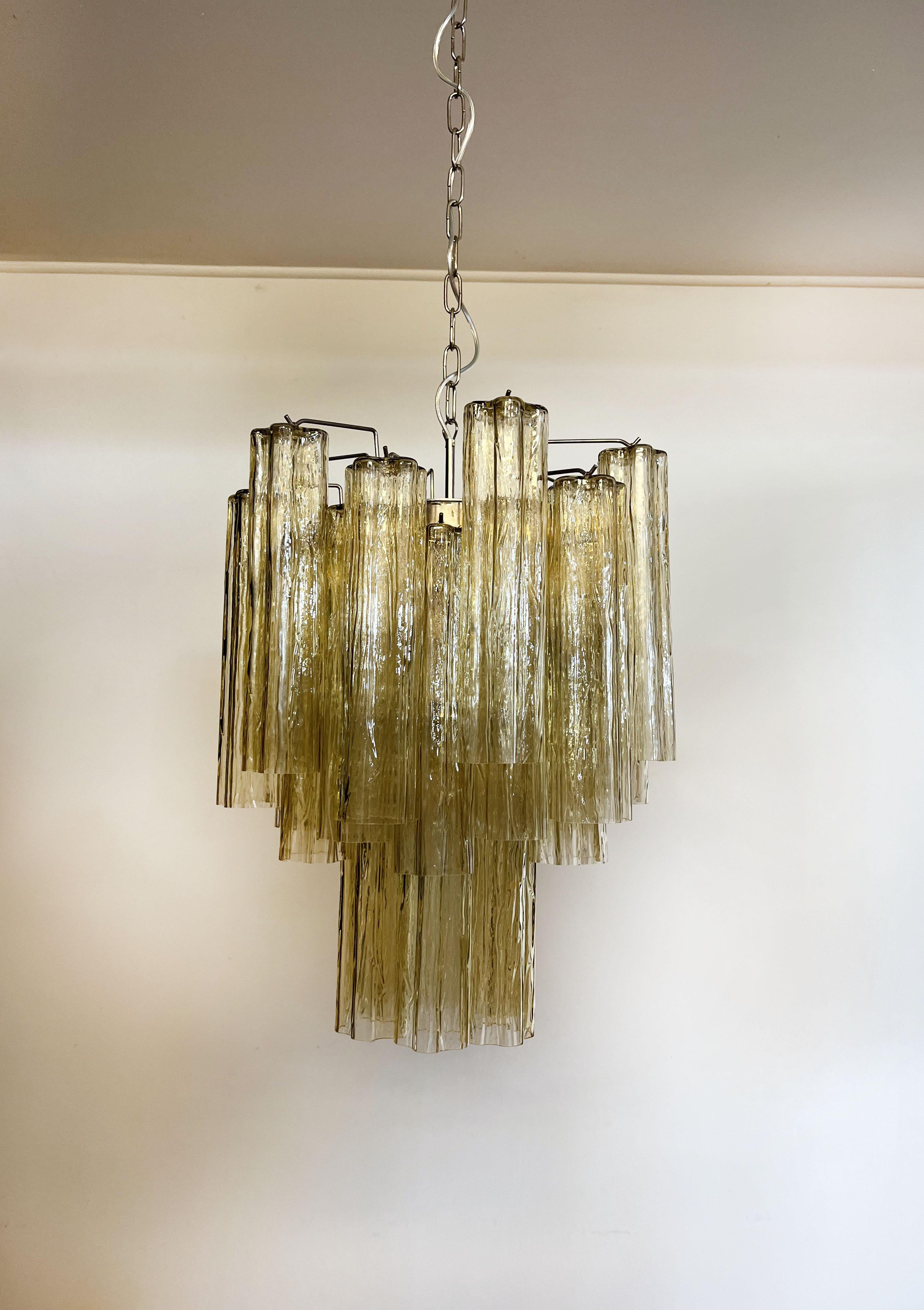 Fantastic Amber Murano Glass Tube Chandelier