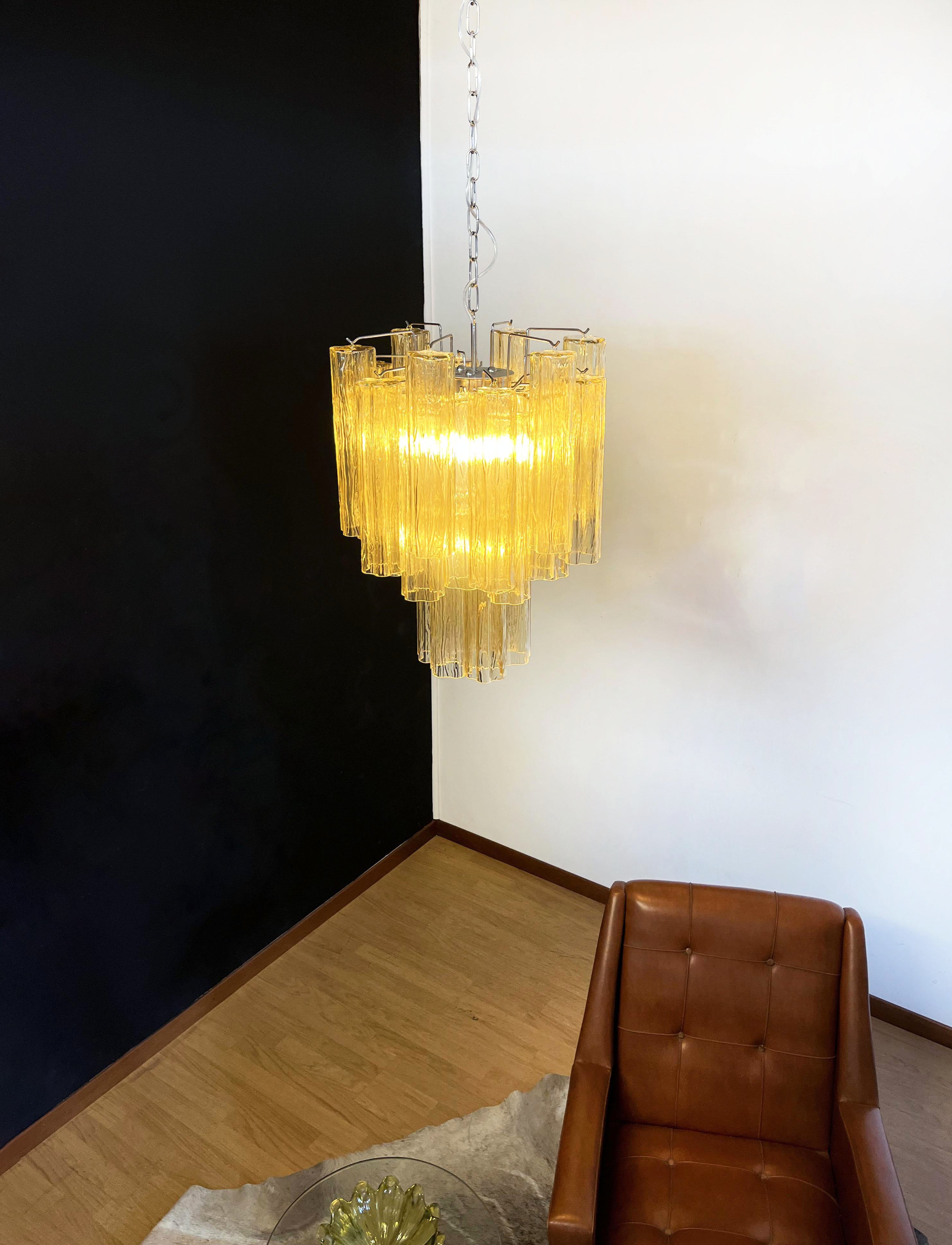 Fantastic Amber Murano Glass Tube Chandelier