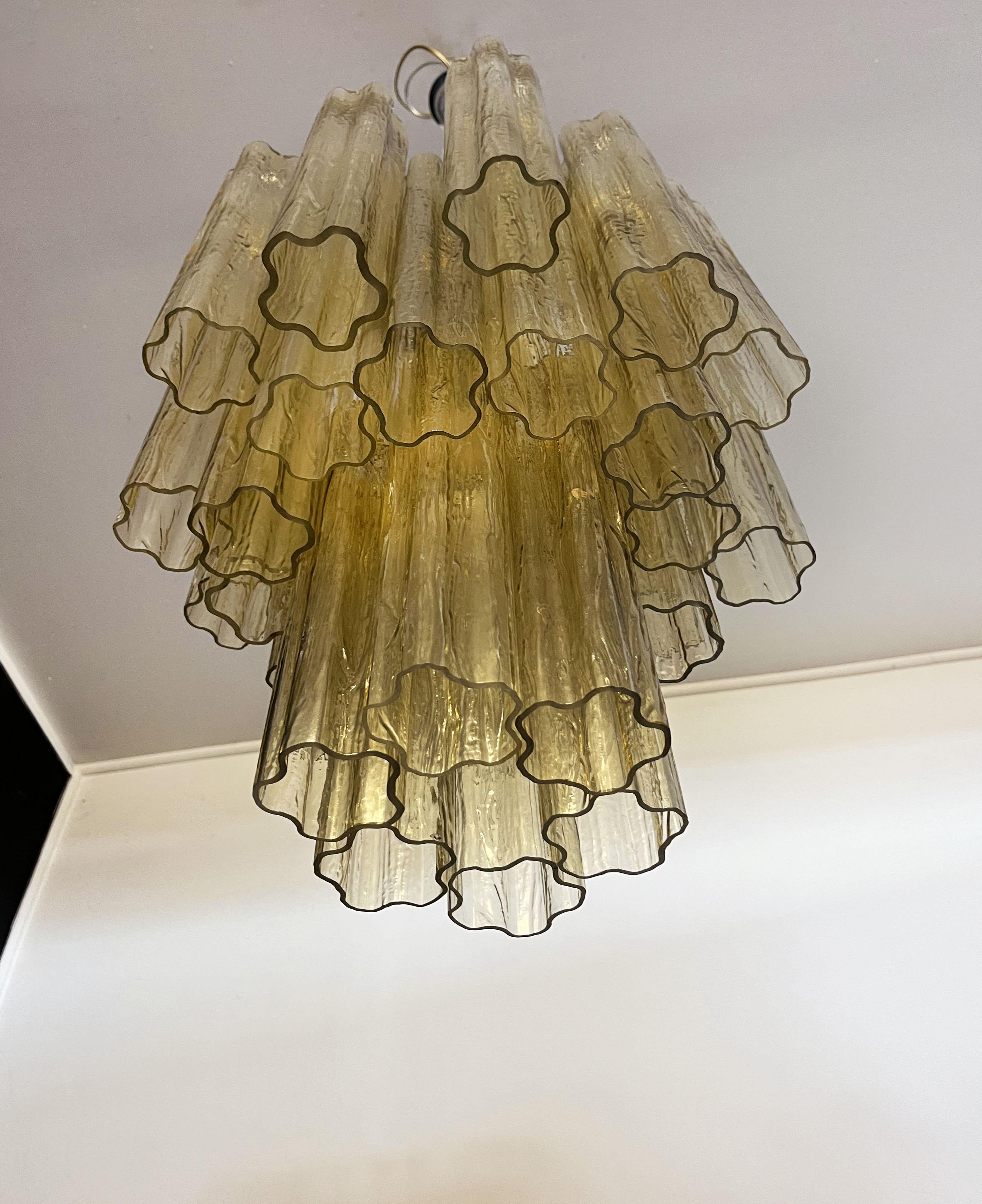 Fantastic Amber Murano Glass Tube Chandelier