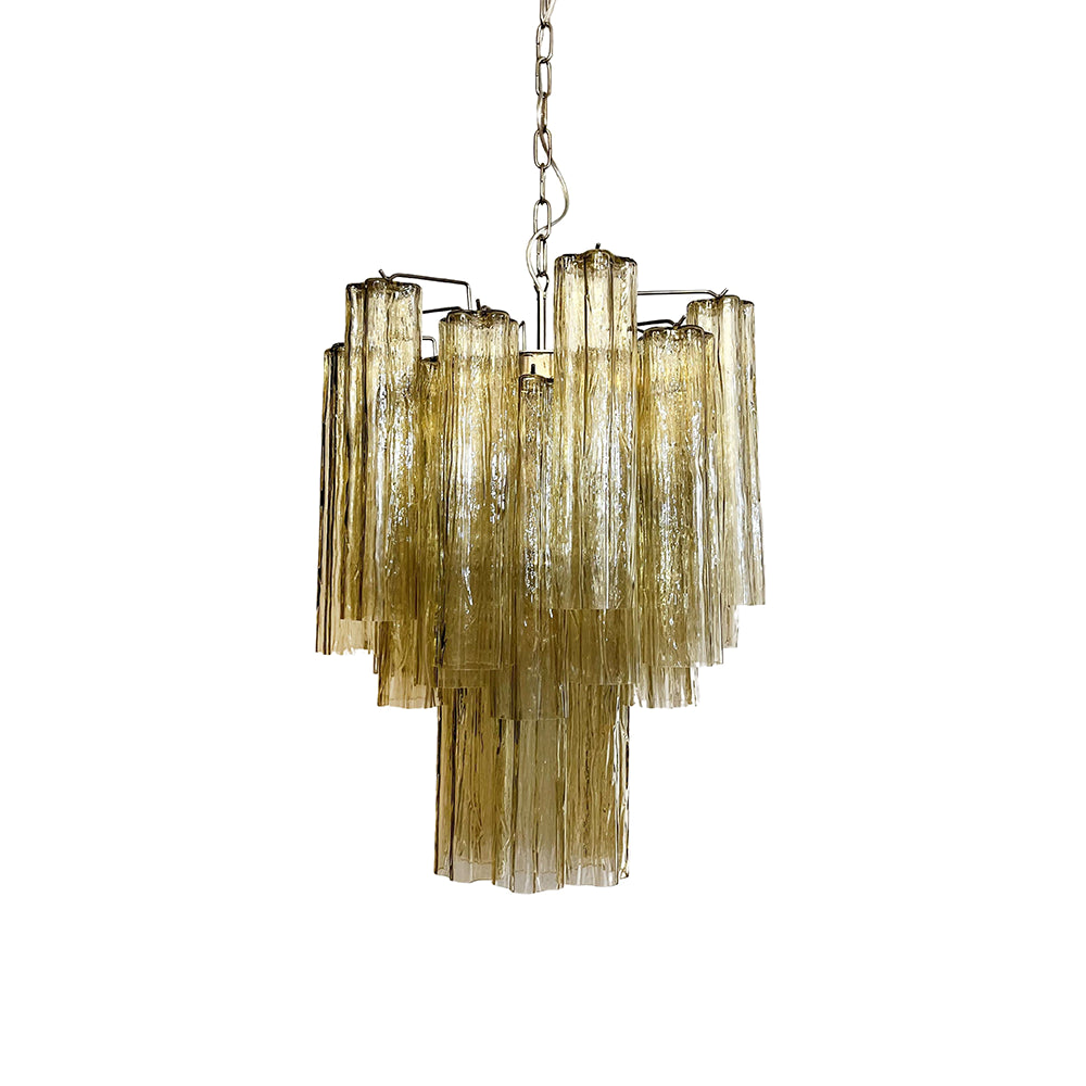 Fantastic Amber Murano Glass Tube Chandelier