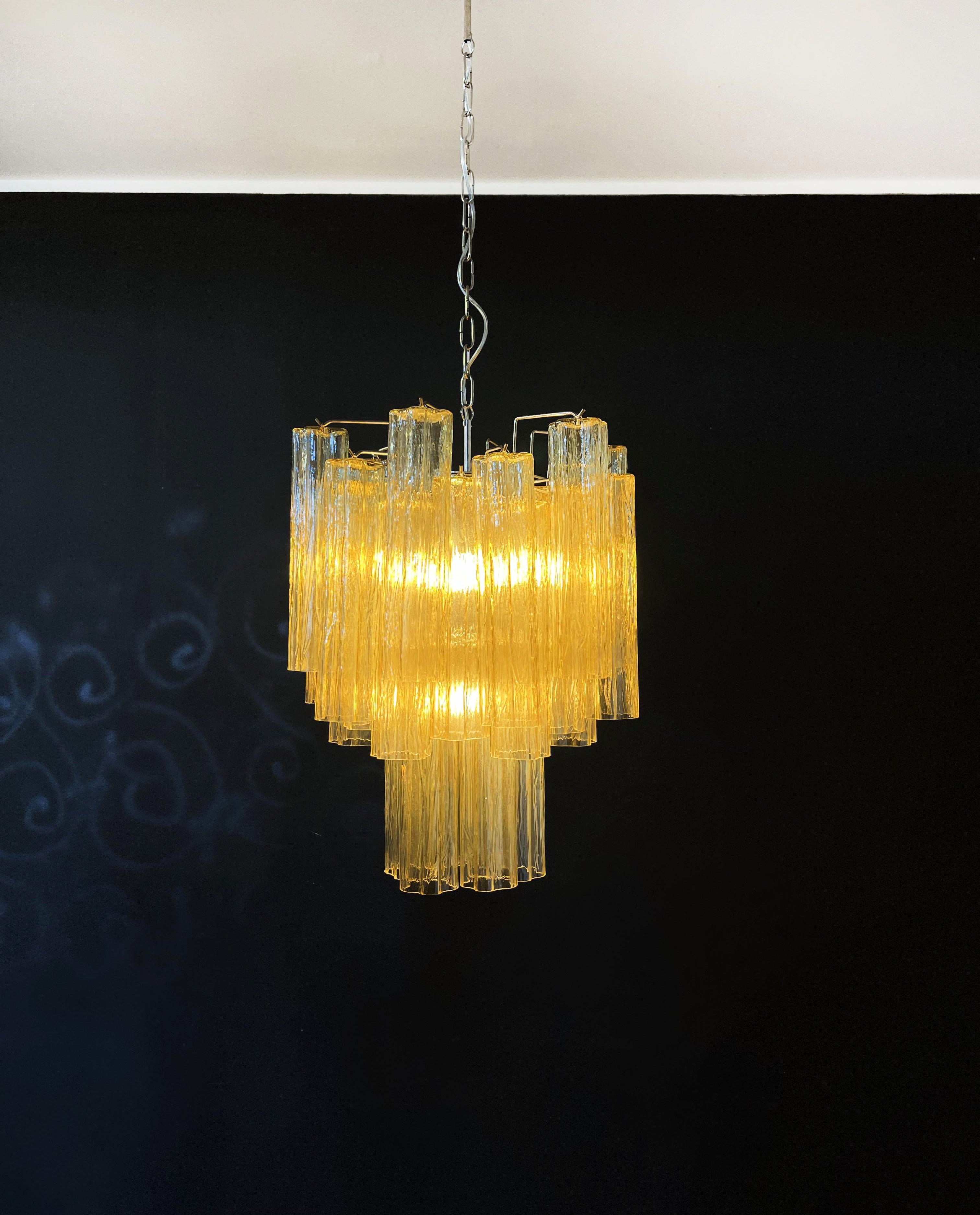 Fantastic Amber Murano Glass Tube Chandelier