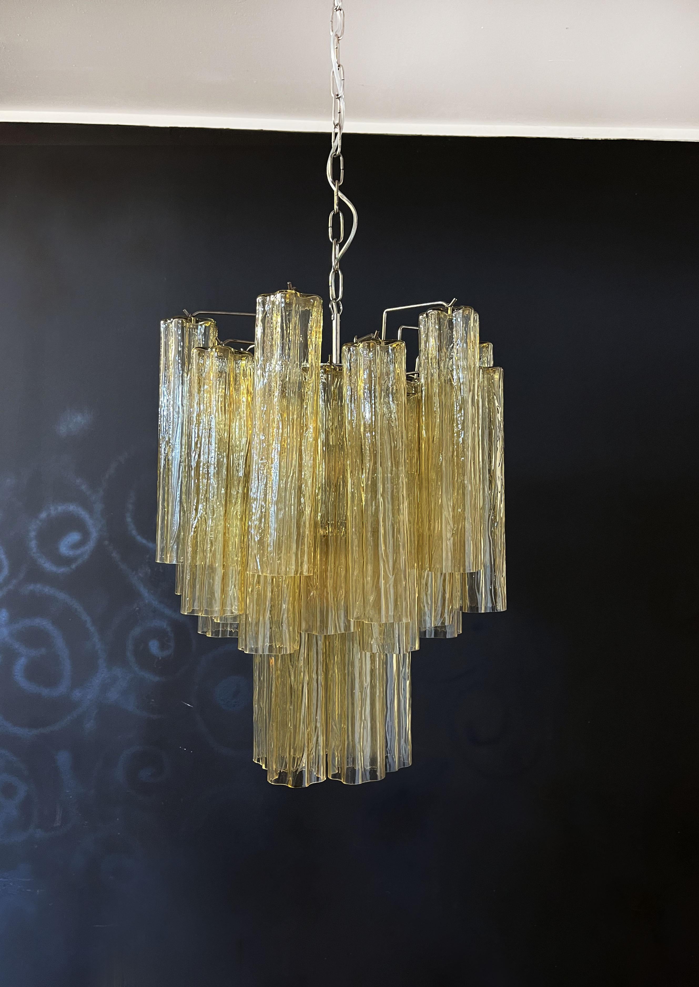 Fantastic Amber Murano Glass Tube Chandelier