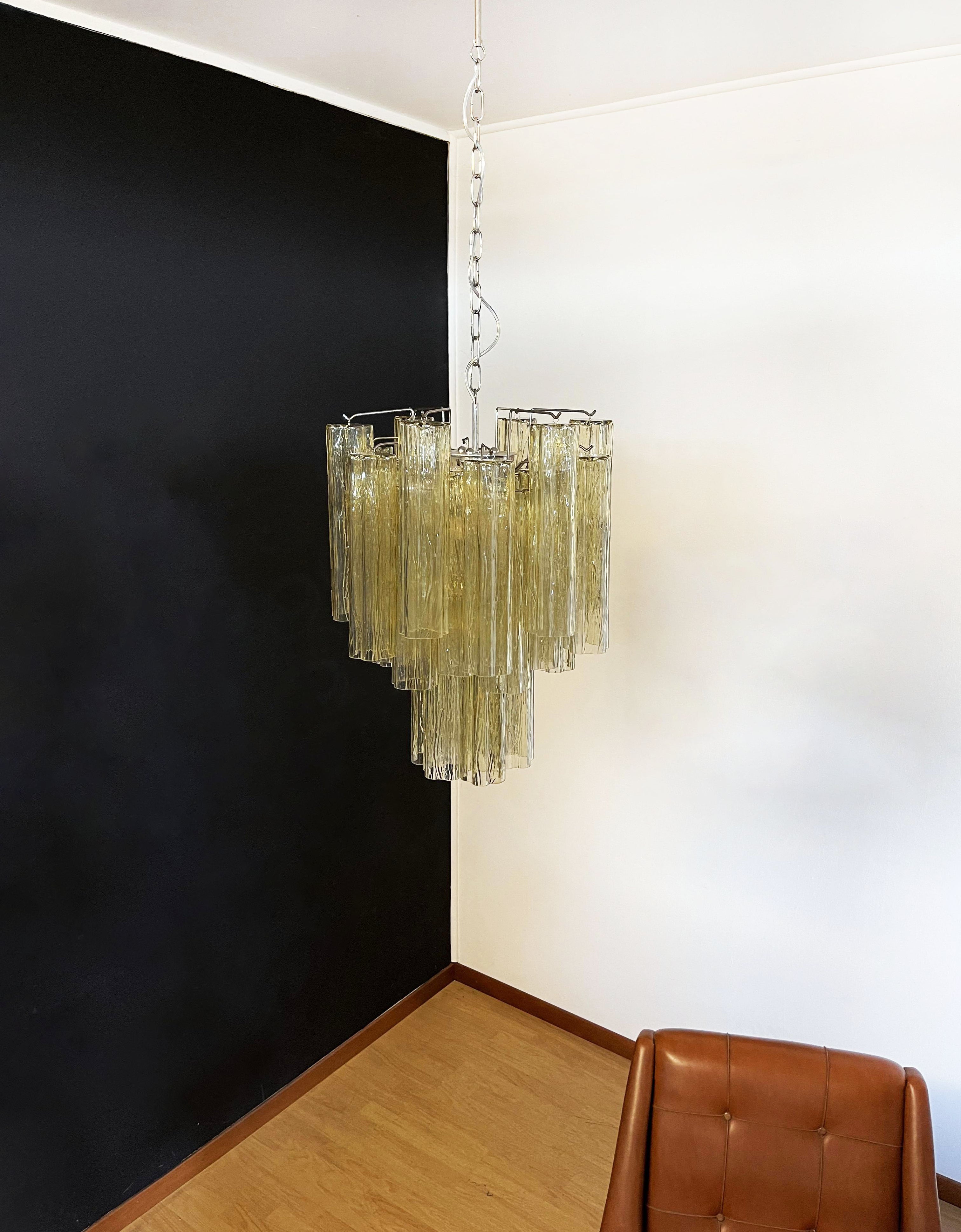 Fantastic Amber Murano Glass Tube Chandelier