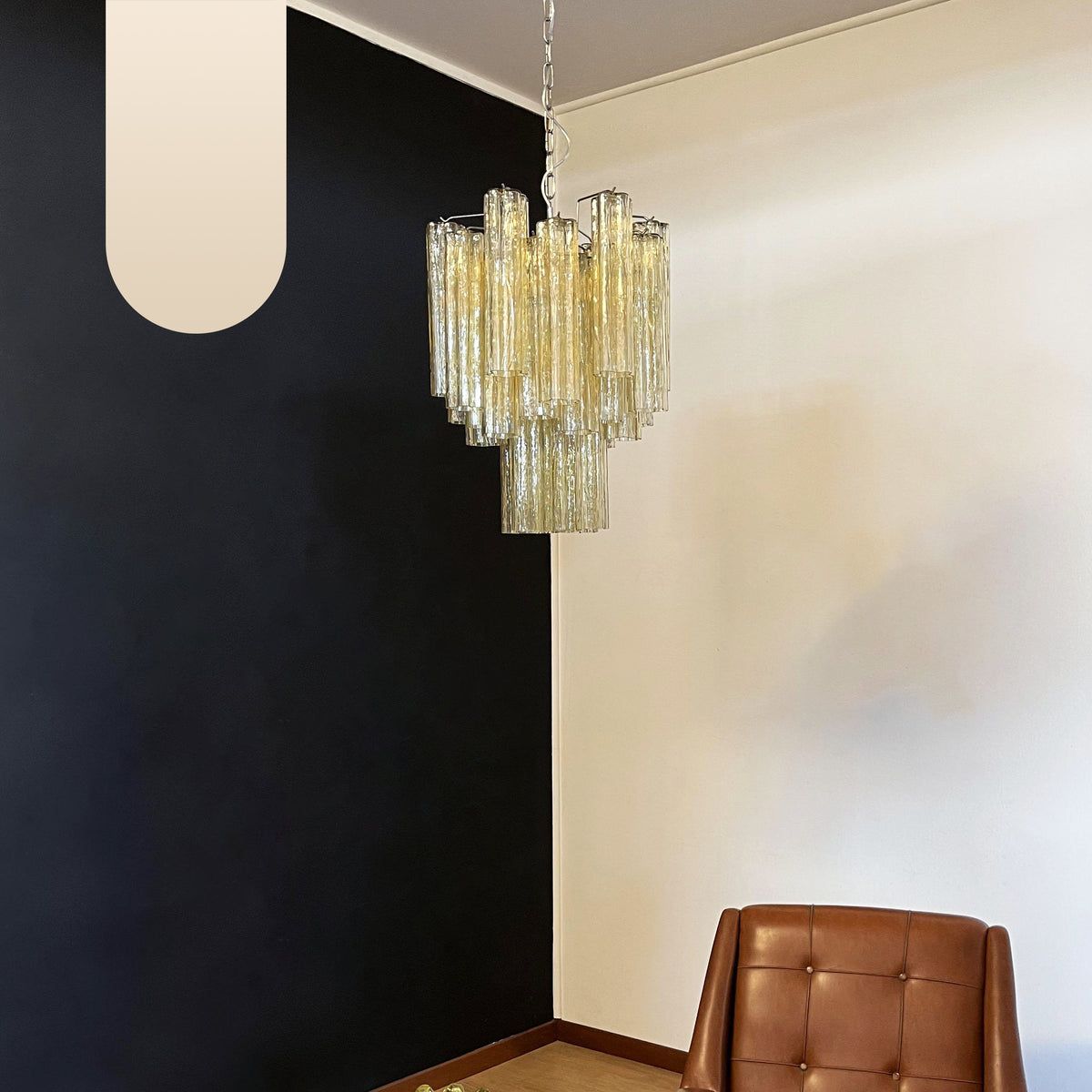 Fantastic Amber Murano Glass Tube Chandelier