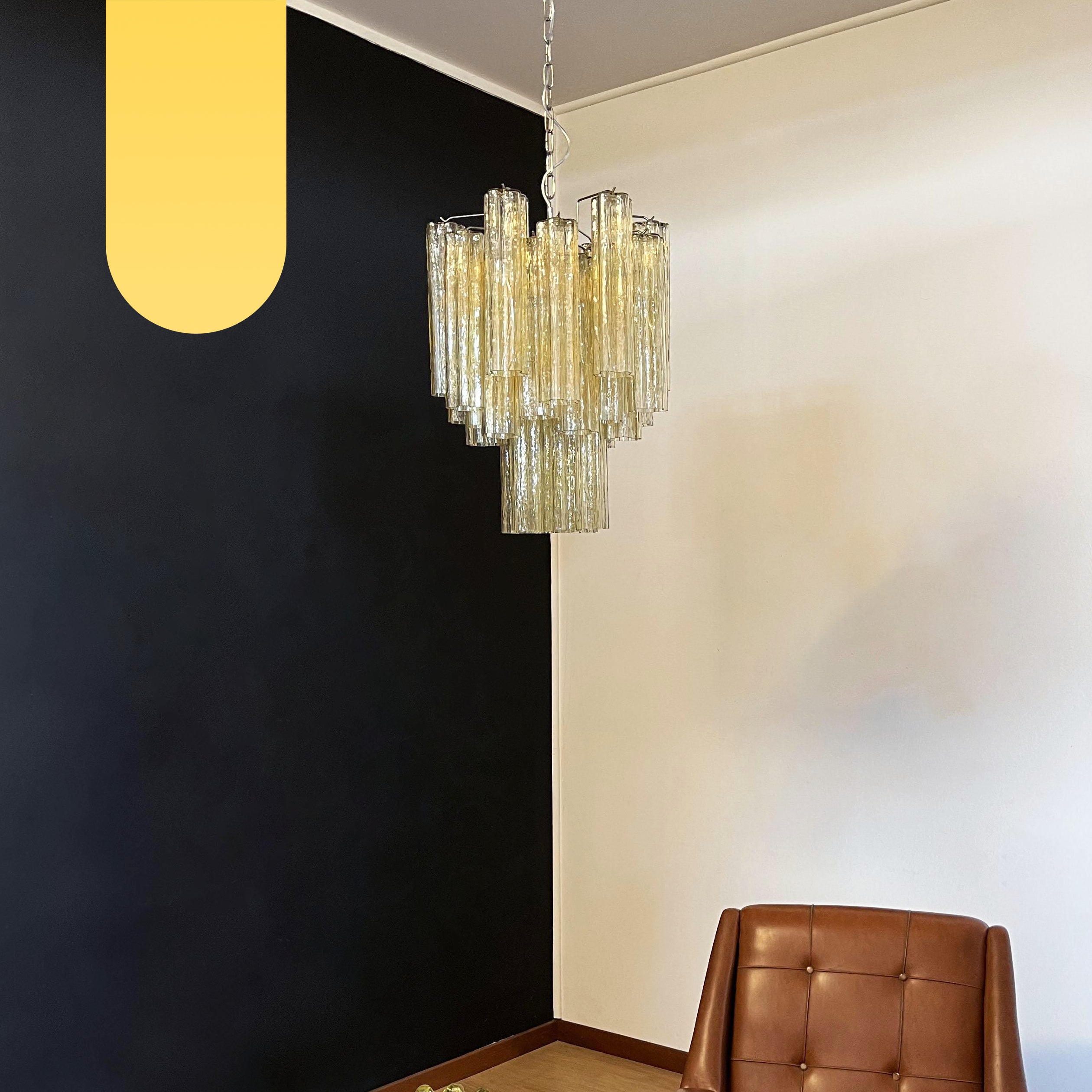 Fantastic Amber Murano Glass Tube Chandelier