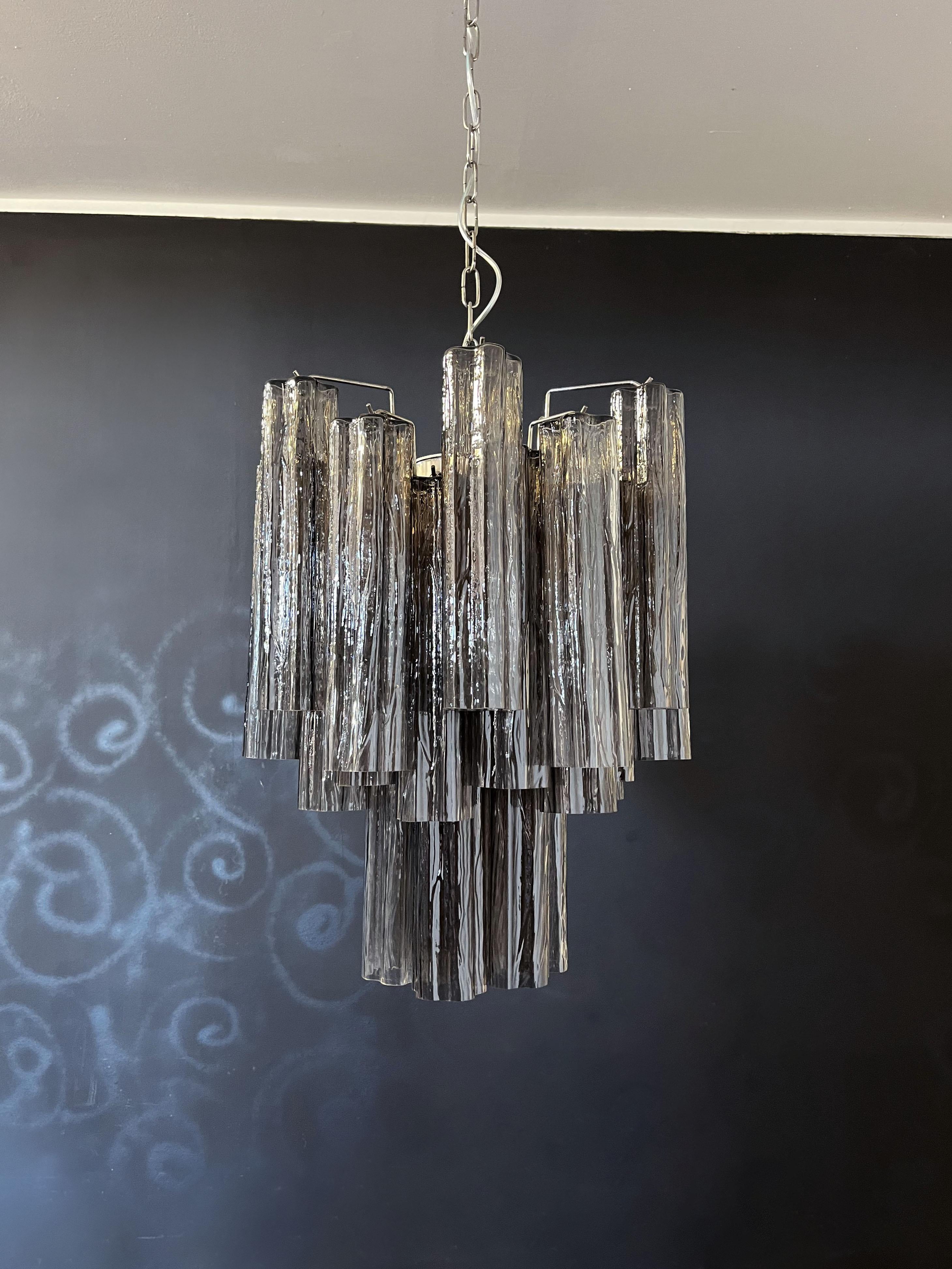 Fantastic Smoked Murano Glass Tube Chandelier