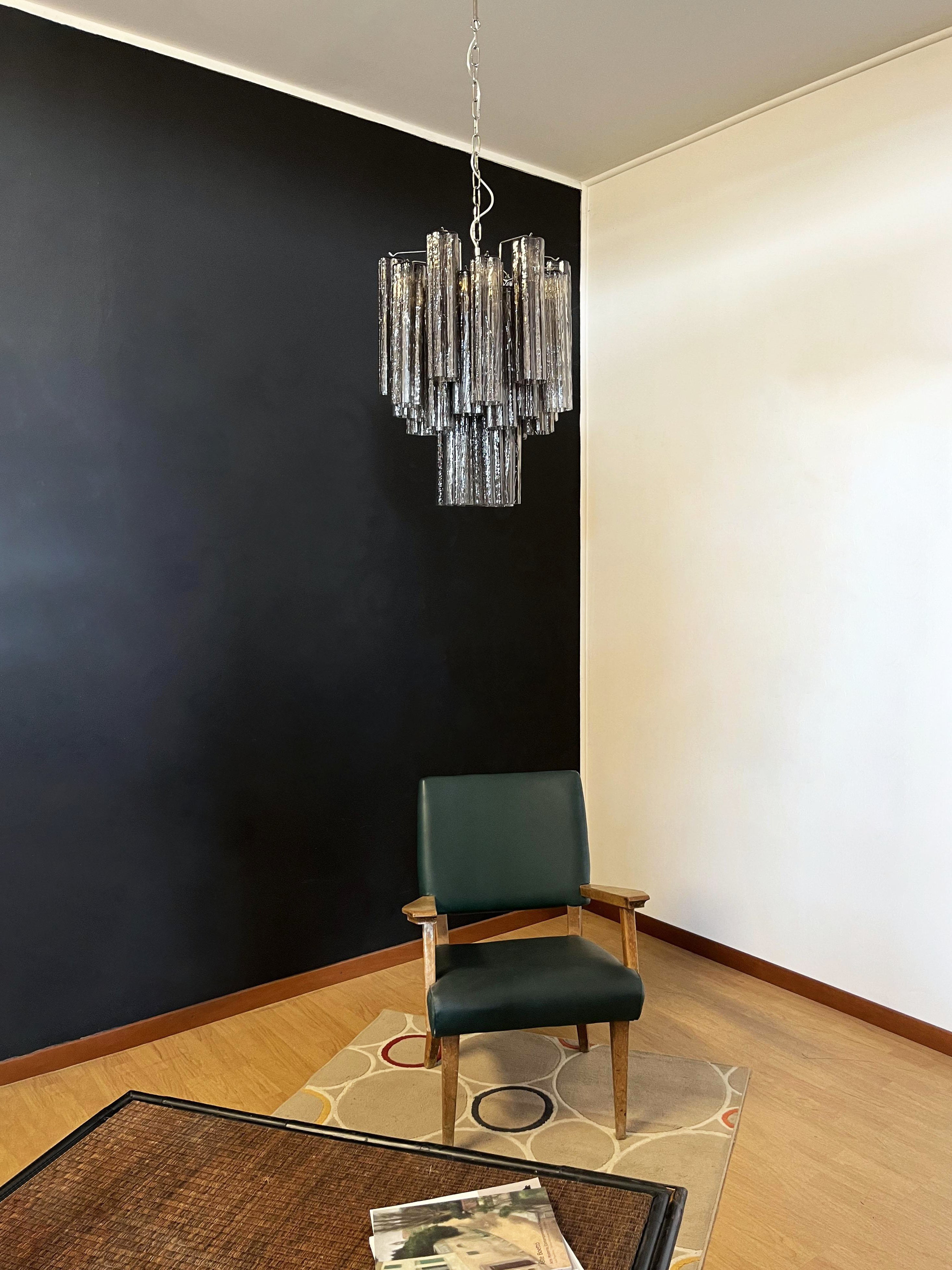 Fantastic Smoked Murano Glass Tube Chandelier