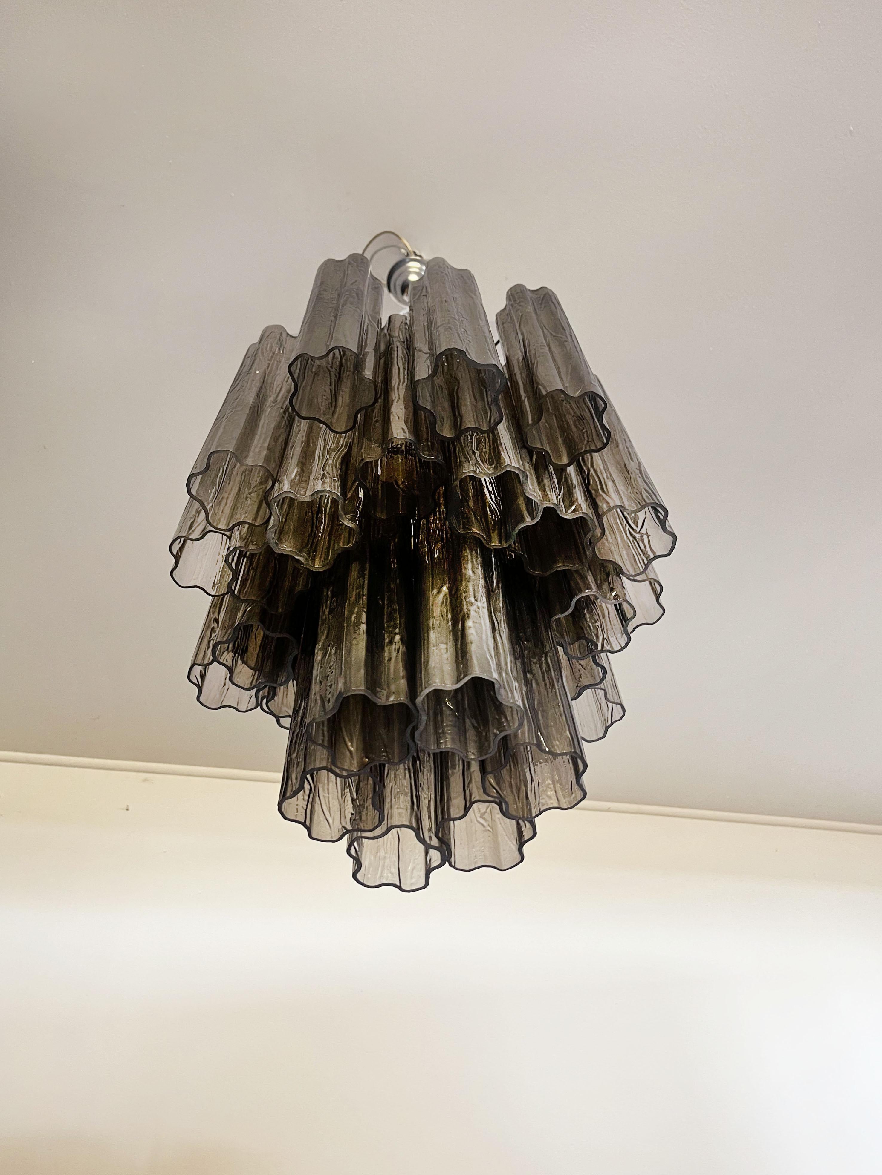 Fantastic Smoked Murano Glass Tube Chandelier