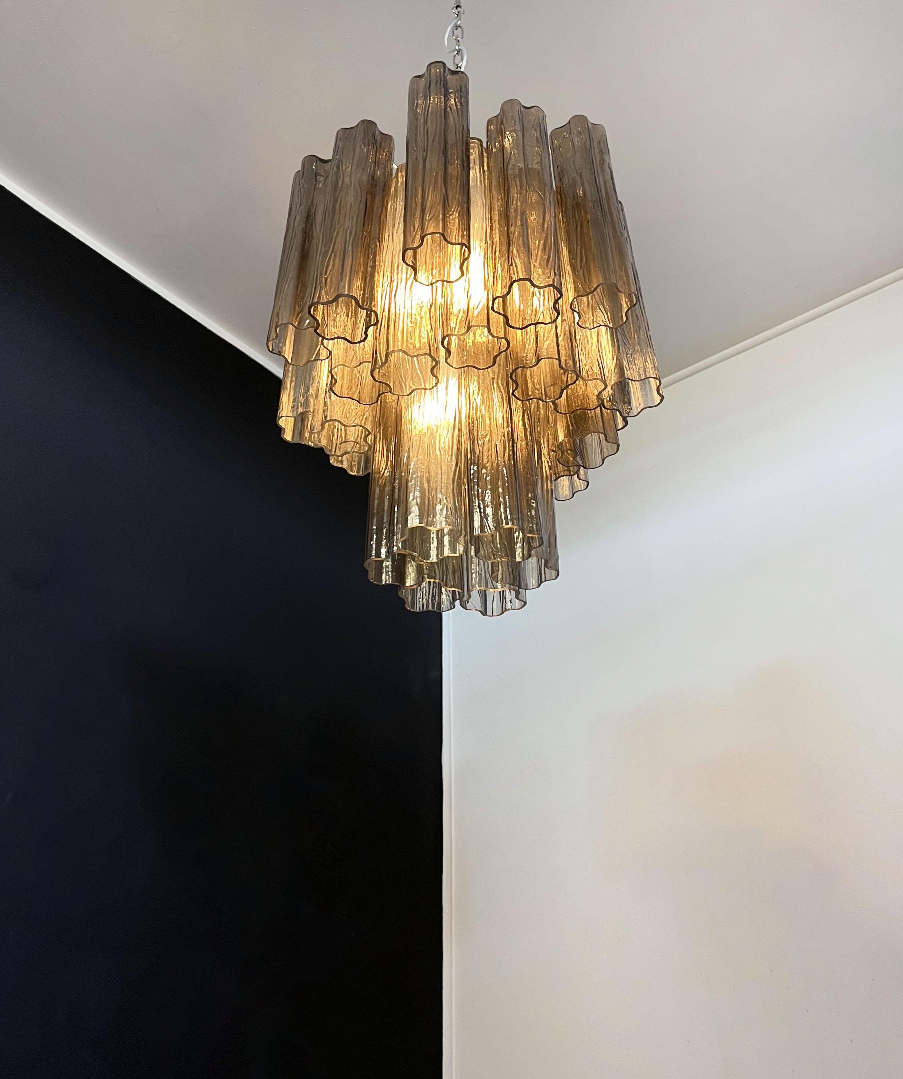 Fantastic Smoked Murano Glass Tube Chandelier