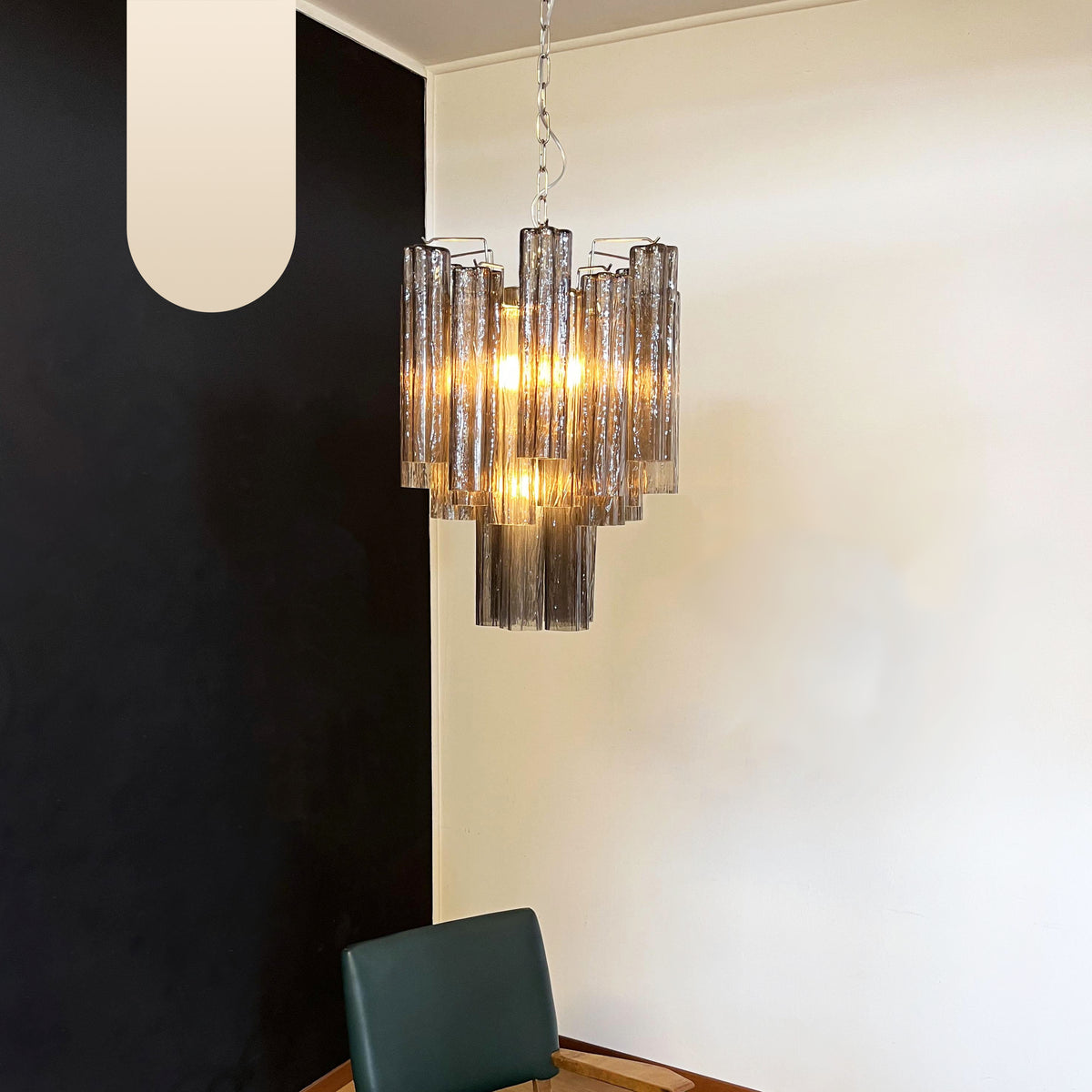 Fantastic Smoked Murano Glass Tube Chandelier