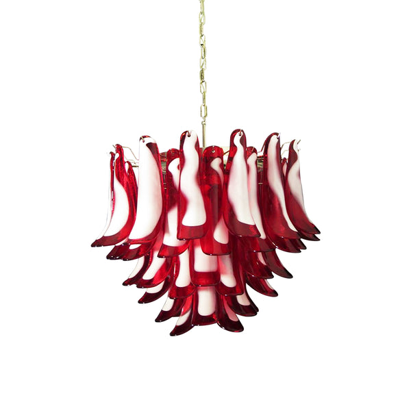 Vintage Red Glass Murano Petals Chandelier