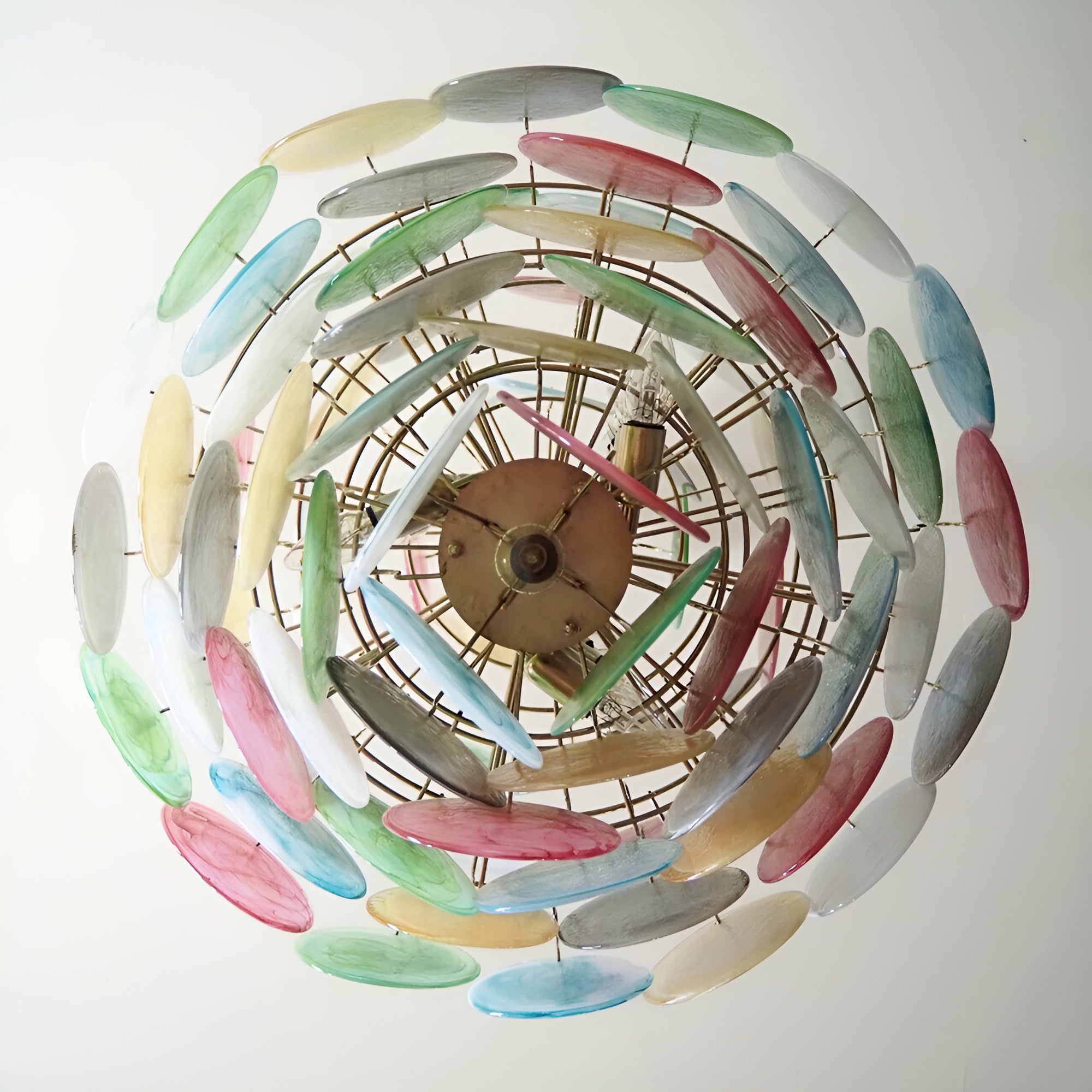 Huge Vintage Murano Multicolored Disks Chandelier