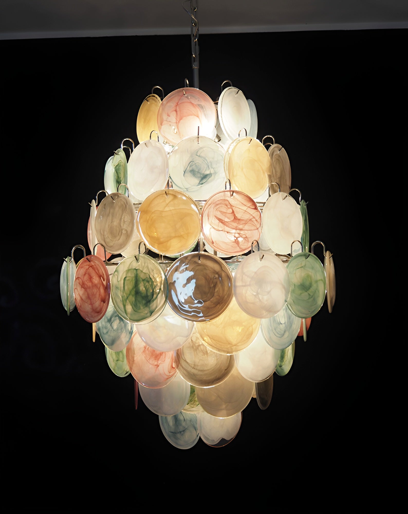 Huge Vintage Murano Multicolored Disks Chandelier