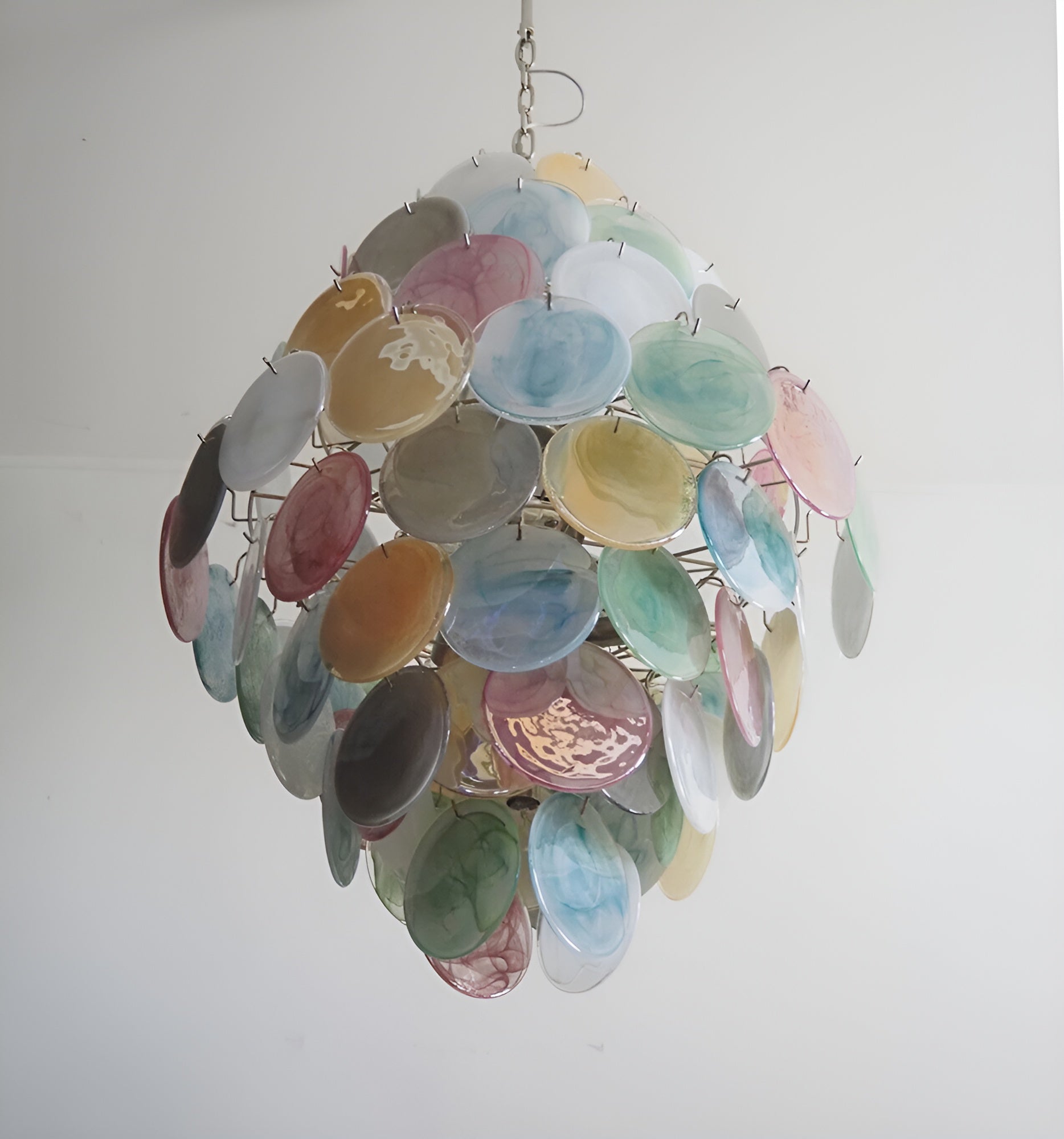 Huge Vintage Murano Multicolored Disks Chandelier