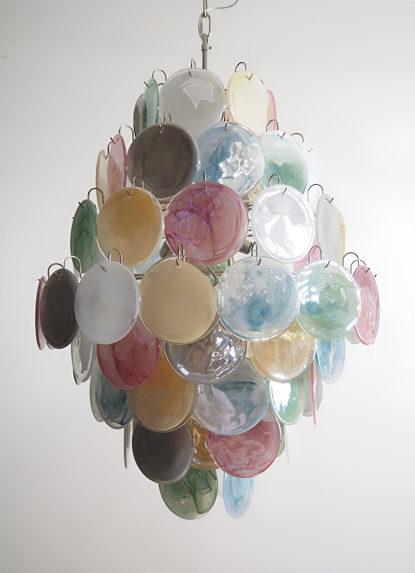 Huge Vintage Murano Multicolored Disks Chandelier