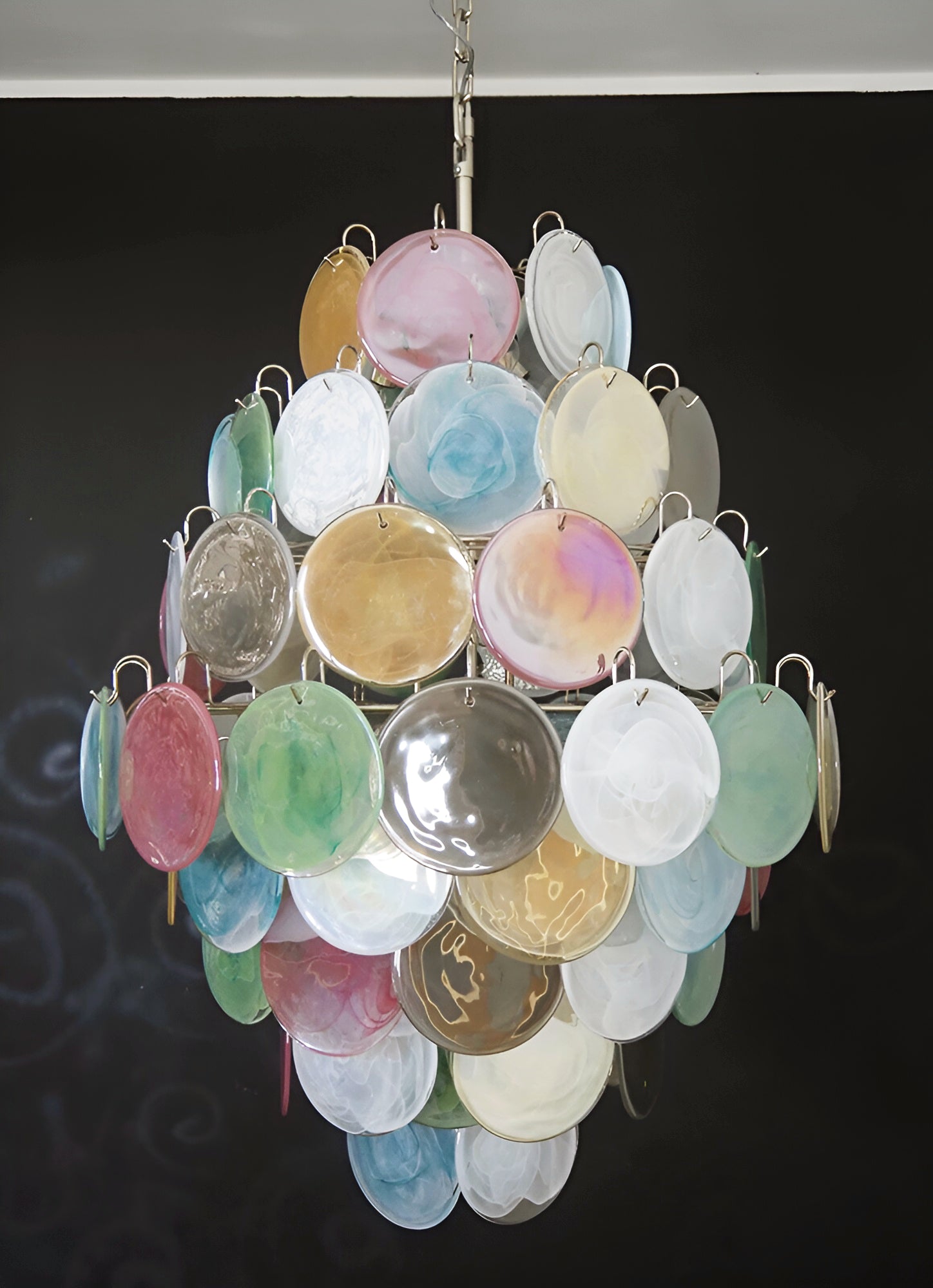 Huge Vintage Murano Multicolored Disks Chandelier