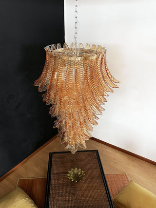 Murano Amber Felch Spiral Chandelier