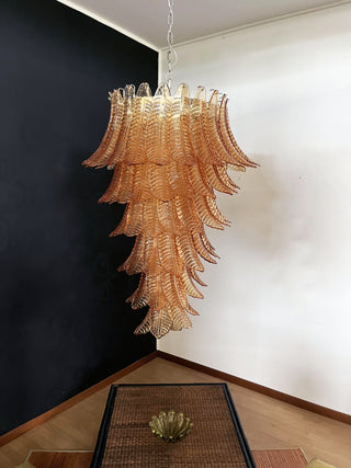 Murano Amber Felch Spiral Chandelier